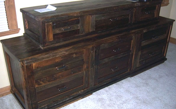 Reclaimed barnwood chest of drawers