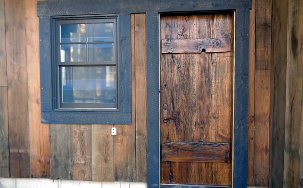 Barnwood plank exterior door w/battens