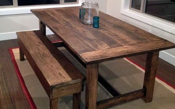 Rustic fir table and bench