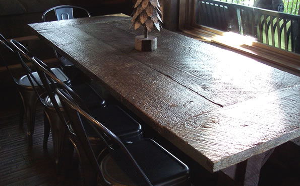 Grey barnwood breadboard table